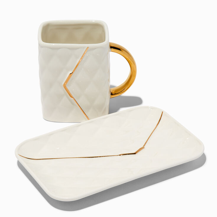 Handbag-Shaped Ceramic Mug &amp; Tray Set,