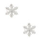 Sterling Silver Crystal Snowflake Stud Earrings - White,