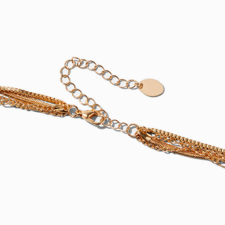 Gold-tone Hammered Pendant Extended Length Multi-Strand Necklace,