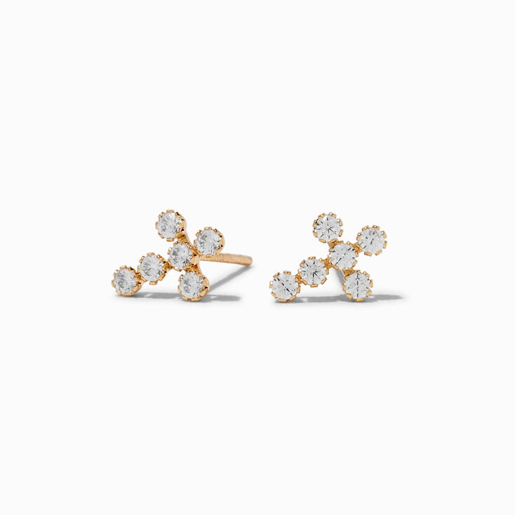 C LUXE by Claire&#39;s 14k Yellow Gold Cubic Zirconia Cross Stud Earrings,