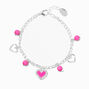 Pink Hearts Silver Charm Bracelet,