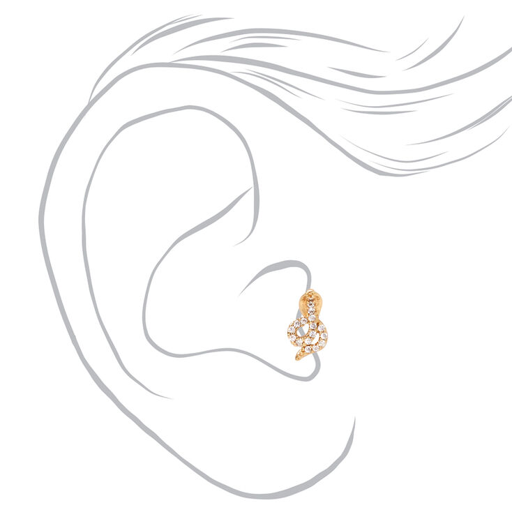 Gold Crystal Snake Tragus Stud Earring,
