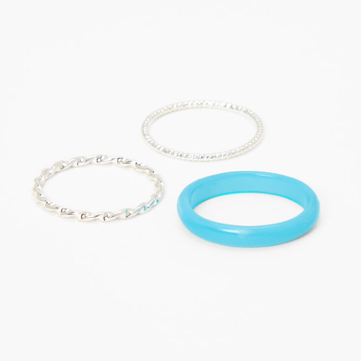 Silver and Blue Textured Glow in the Dark Rings - 3 Pack,