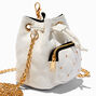 White Quilted Mini Backpack Crossbody Bag,