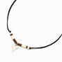 Beaded Shark Tooth Pendant Black Cord Necklace,